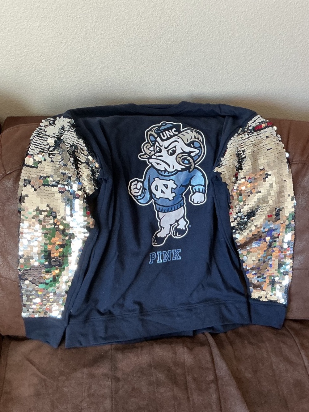 Victoria’s Secret PINK University of North Carolina UNC Sequined Sweatshirt